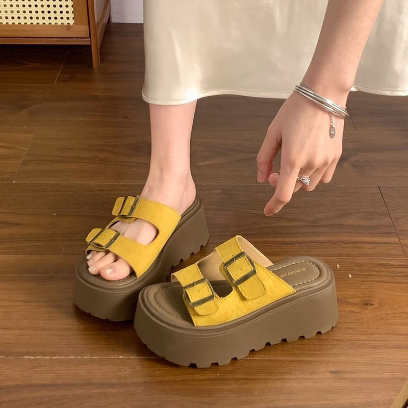 Ddmysports Casual Versatile Platform Sandals Summer New French Lazy Style Height Increasing Open Toe Slippers Outdoor Shoes