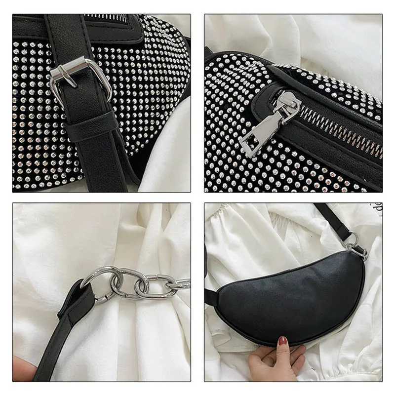 Wen Waist Bag Fl Diamond Luxury Fanny Pack Chain Waist Shoulder Crossbody Ch Bags Fi Banana Belt Bag Hip Bum Purse Y250724