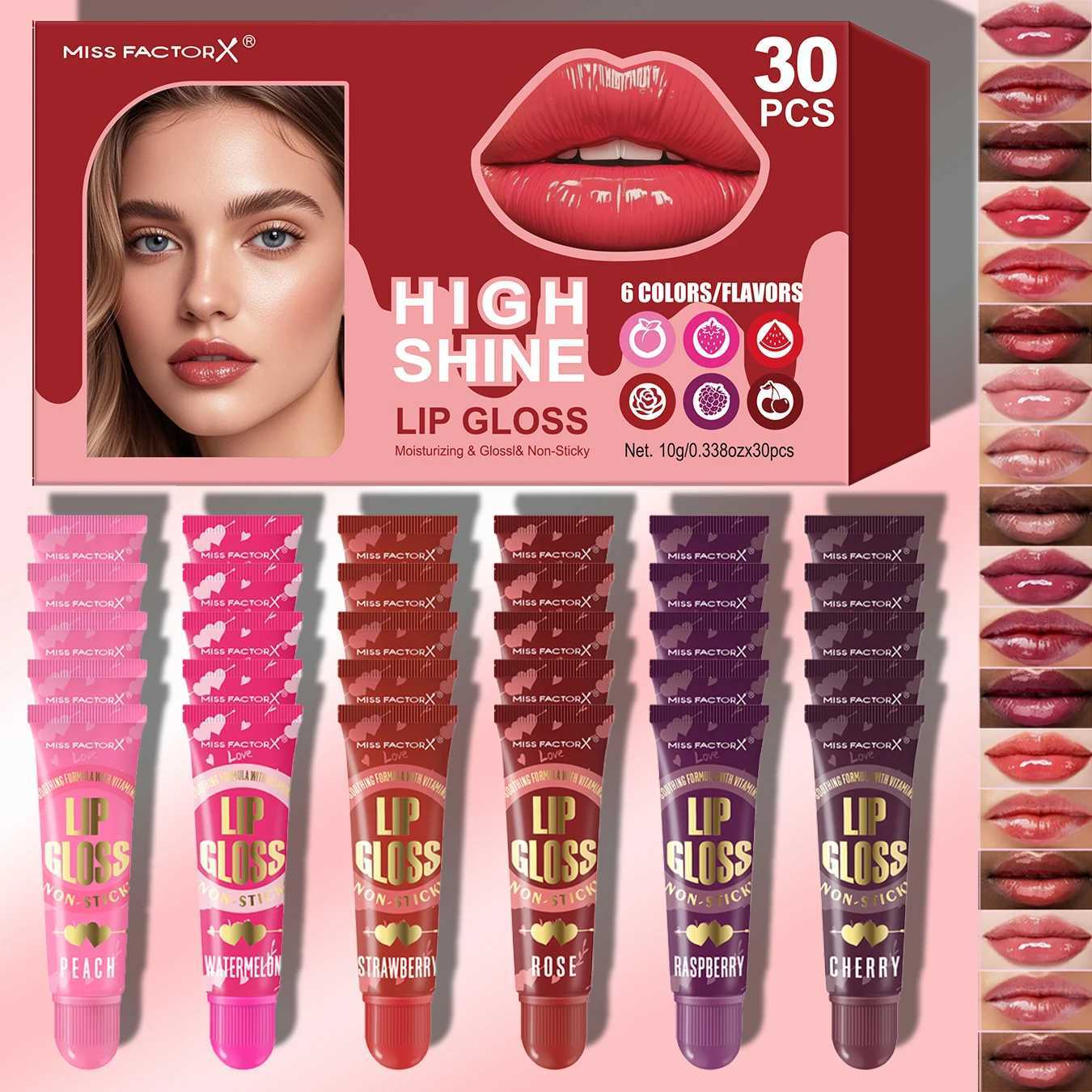 30 pieces/box lip gloss set 6-color lip gloss moisturizing and glossy the best choice for womens gifts and Thanksgiving giftXJ250724