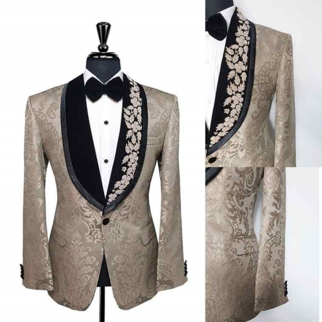 Unique Wedding Men Tuxedos Casual Single Breasted Slim Fit Blazer Pants Custom Size High Quality 1 Piece Costume Homme