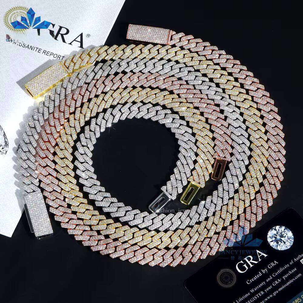 Fast Shipping VVS Necklace Sterling Sier Moissanite Cuban Link Chain