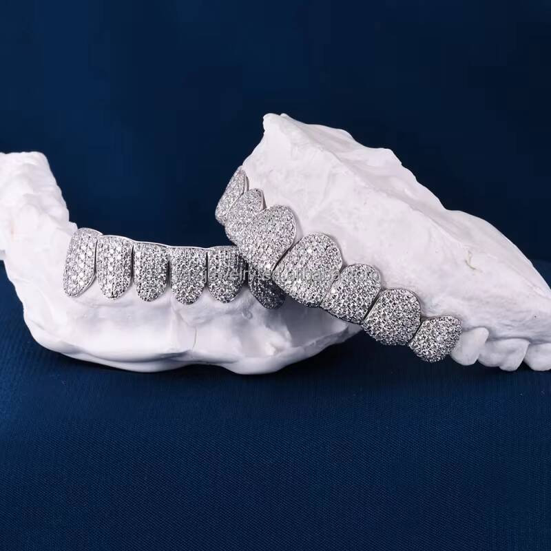 Custom TOP 8 BOTTOM 6 S925 Silver 10K 14K Solid Gold Grills Iced Out VVS Moissanite Lab Grown Diamond Grillz for Men Women