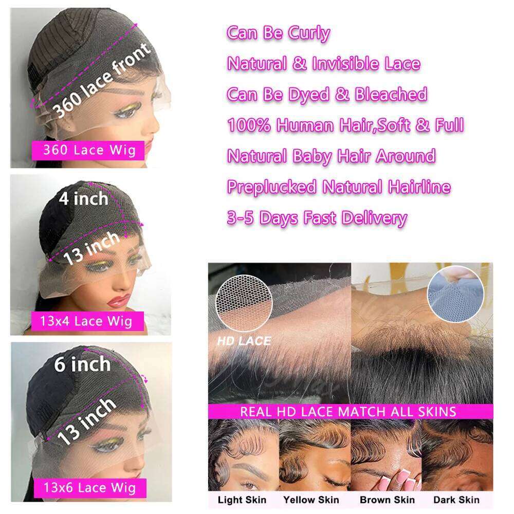 250 Density Deep Wave Human Hair Brazilian Transparent 13x6 Hd Lace Frontal Wig 30 36 40 Inch 360 Full Curly Wigs For Women