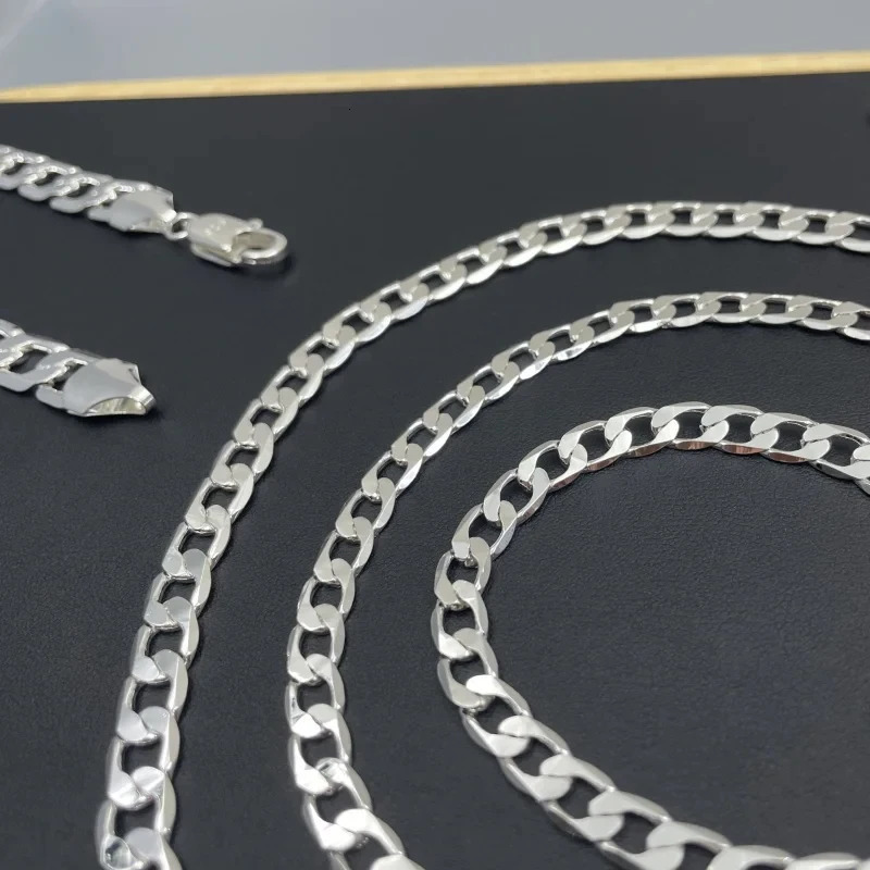 Mens 925 Sterling Silver Necklace 281012MM 4075cm Face Chain Lobster Clasp Men Women Engagement Jewelry Gifts 250716