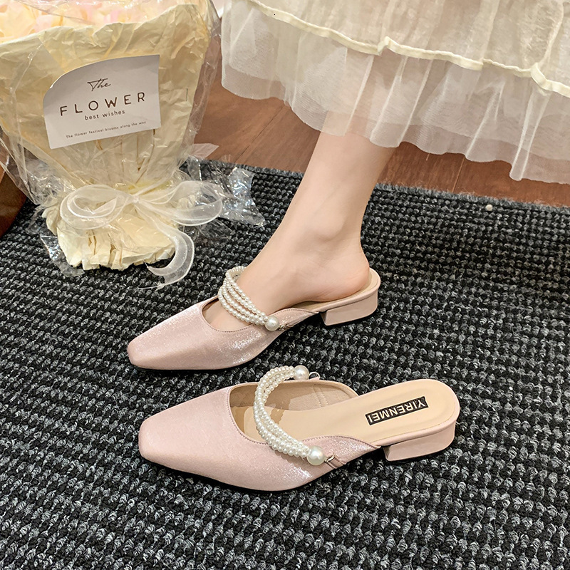 Ddmysports French Style Chunky Heel Fairy To Match Dresses Satin Wedding Daily Wear Versatile Mature Mary Jane Shoes High Heels Outdoor Shoes