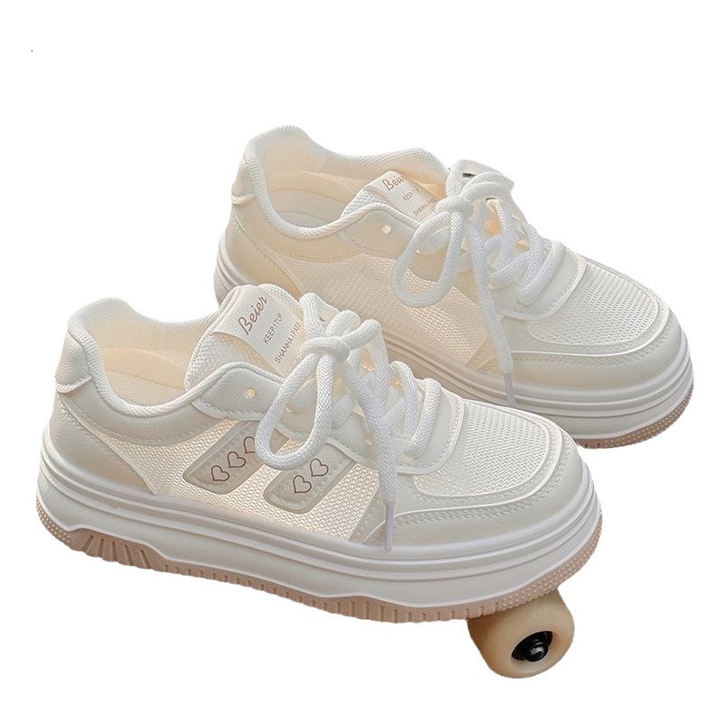 Breathable Mesh White Sneakers Women's Sports 2024 Summer New Fashion Versatile Casual Student Thick Sole Shoes ddmythur