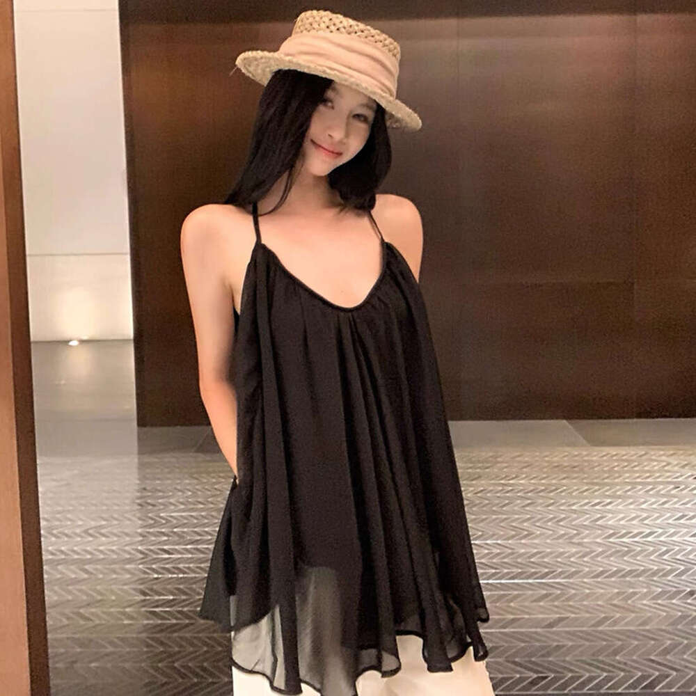2025 Summer New Slim Fit Neck Sleeveless Versatile Slimming Halter Backless V-Neck Dress for Women 25a