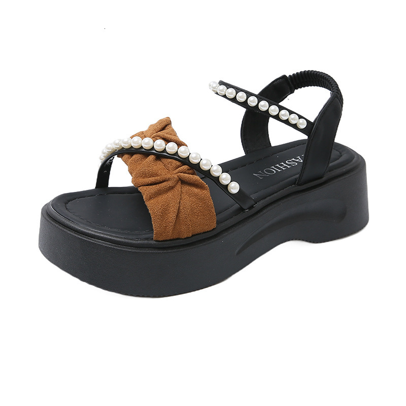 Ddmysports Black For Women New Summer Size Large Casual Shoes Soft Sole Non Slip Roman Elastic Band Sandals Outdoor Shoes