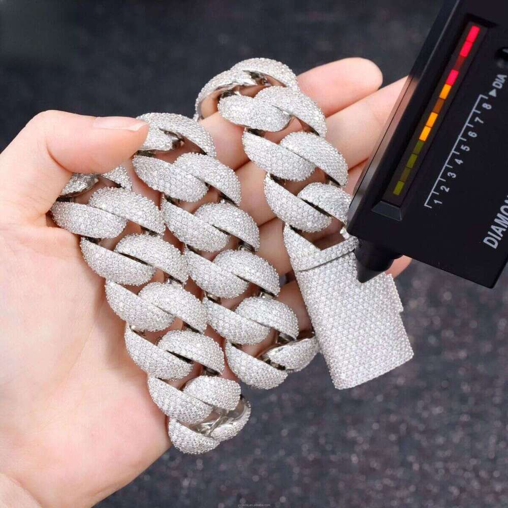 22mm Heavy Mossanite Jewelry for Men S Solid Sier Hip Hop Necklace VVS Moissanite Cuban Link Chain