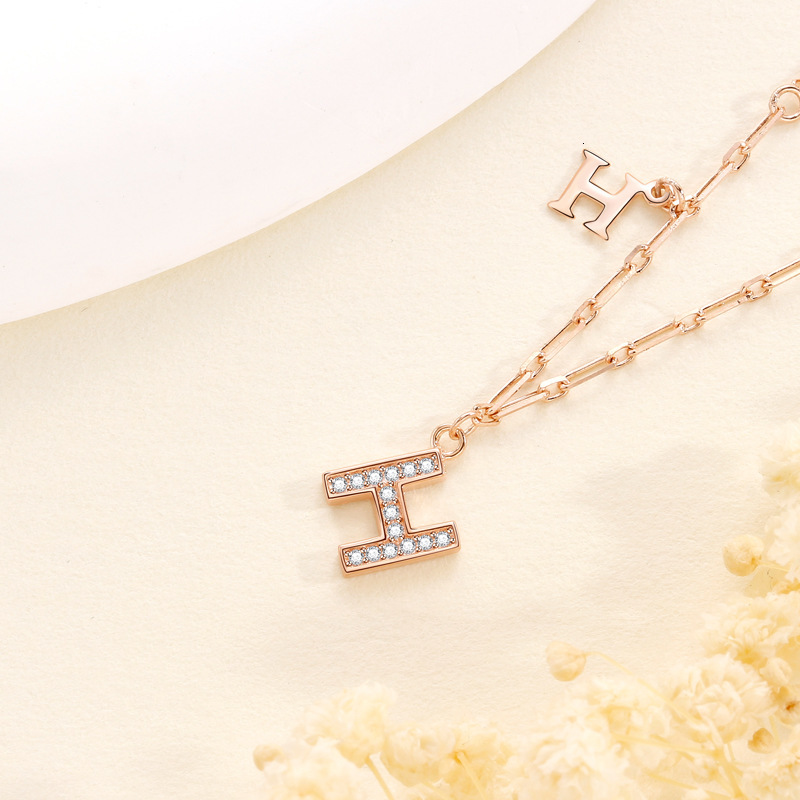 S925 Sterling Silver H Luxury Designer Necklace Letter Necklace For Women, European And American Fashion Niche Design Style Ins Style Collarbone Chain