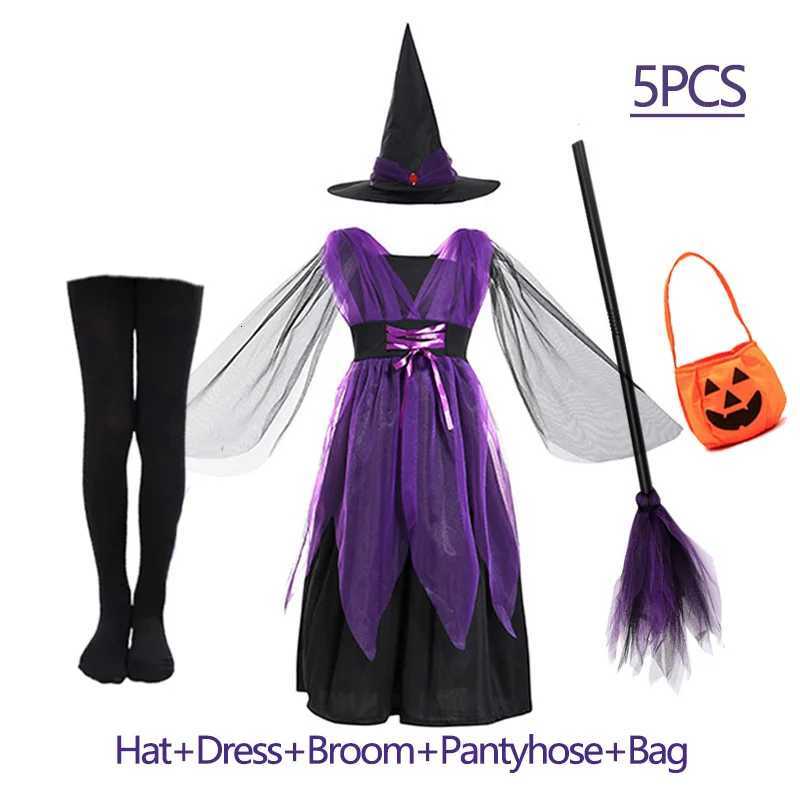 2025 Halloween Witch Costume for Girls Cosplay Witch Pumpkin Bat Dress Kids Dress Suit Carnival Par Performance Costumes Z250725