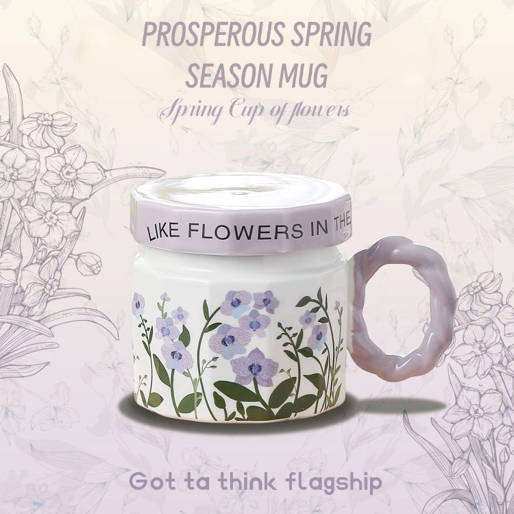 Mugs Spring Blossom Themed Cup Elegant Patterned Ceramics Ideal For Daily Brews