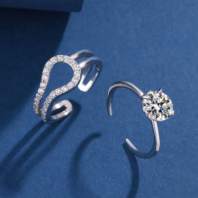 Mid-to-High-End 925 Silver Minimalist Moissanite Rings Sleek Twisted Bands Classic Luxurious Accessories Custom Bulk Orders