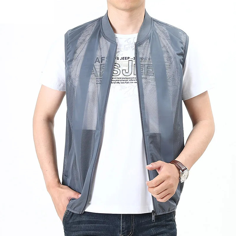 Summer Men Mesh Hollow Waistcoat Breathable Outdoor Sports Coat HighQuality n Leisure Vest 250725