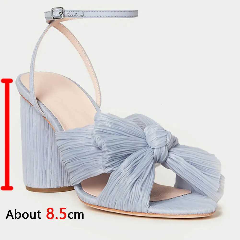 Dropship VIP 2023 Summer Woman Sandals Round Heels Super High Heel With Butterfly-knot Sweet Lady Office Shoes Plus Size 50 Z250725