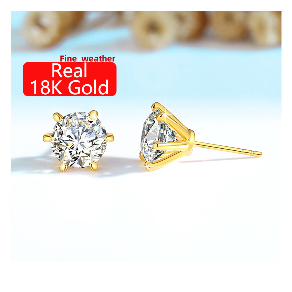 Fine Jewellery Earrings 0.3ct 0.5ct 1ct 2ct Moissanite Diamond Woman Gift Engagement 6 Claws Hollow 18K Gold Earrings