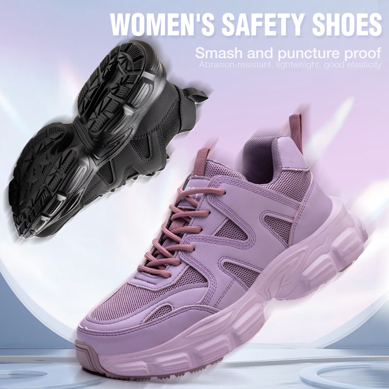 Women's Steel Toe Shoes Lightweight Work Shoes Men's Indestructible Safety Sneakers Puncture Resistant Construction Shoes Composite Toe Snea
