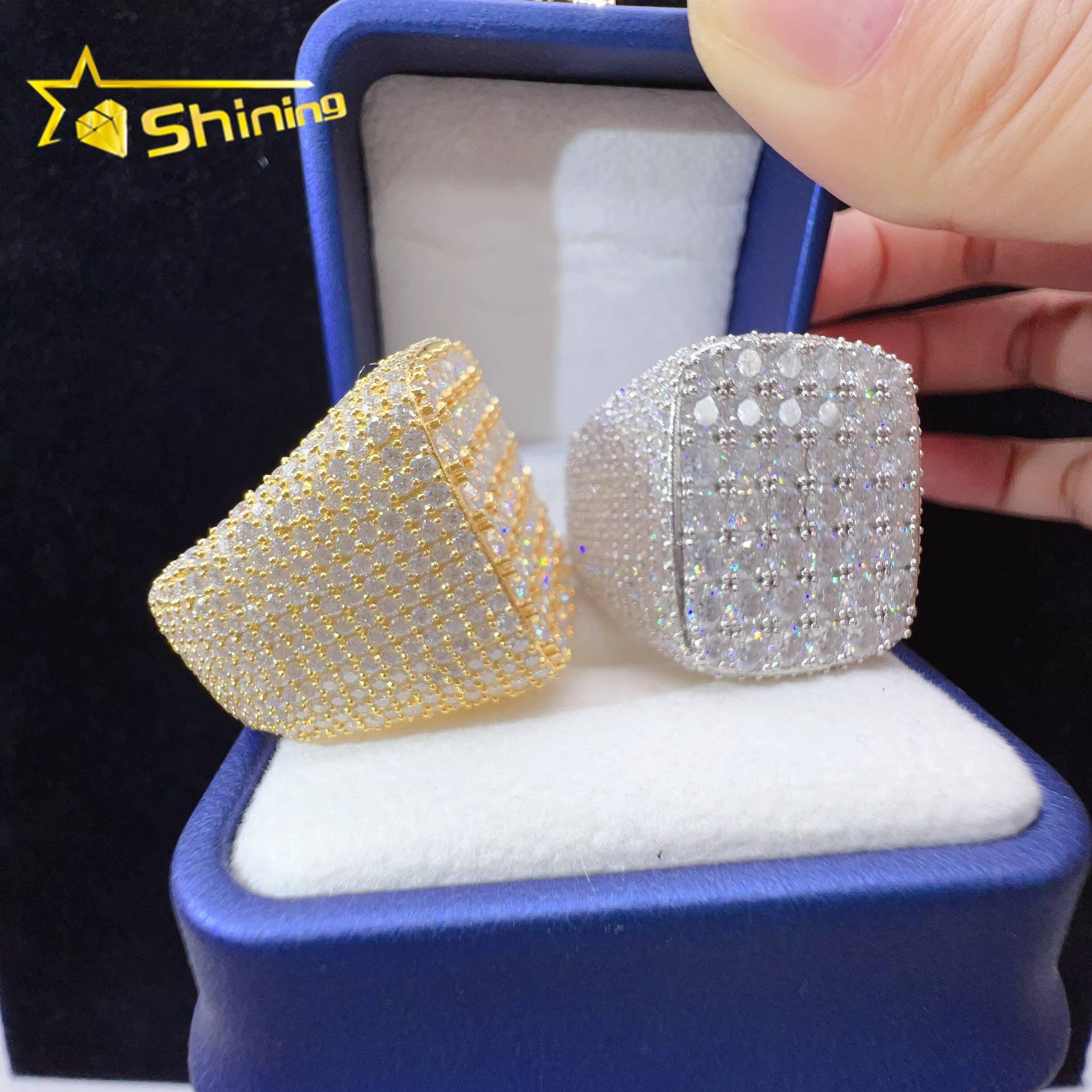 Custom Ring Silver 925 Lab Diamond Jewelry Vvs Moissanite Hip Hop Iced Out Men Ring