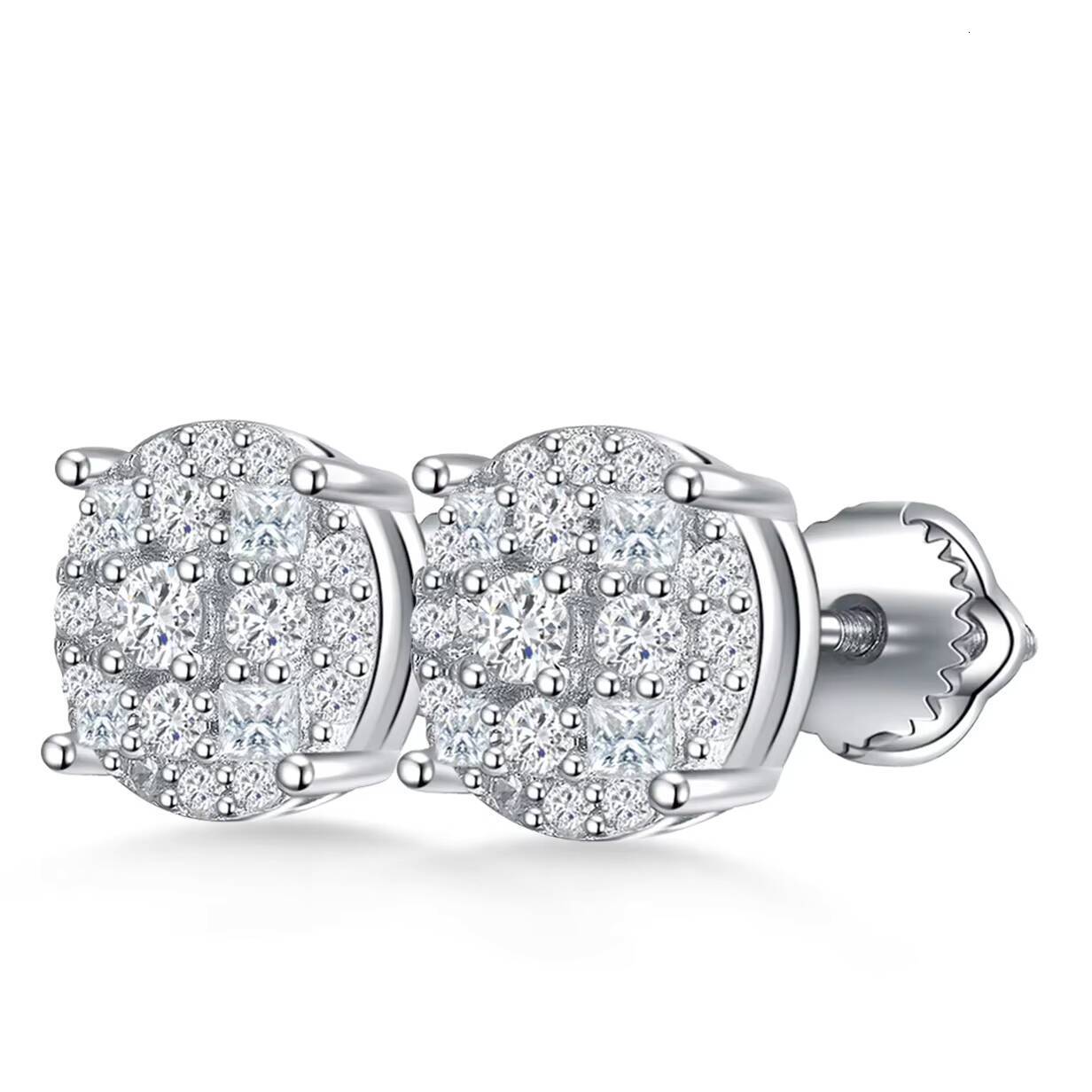 Wholesale 925 Sterling Silver VVS Moissanite Earring Round Fine Jewelry Weddings Birthdays S925 Silver Stud Earrings