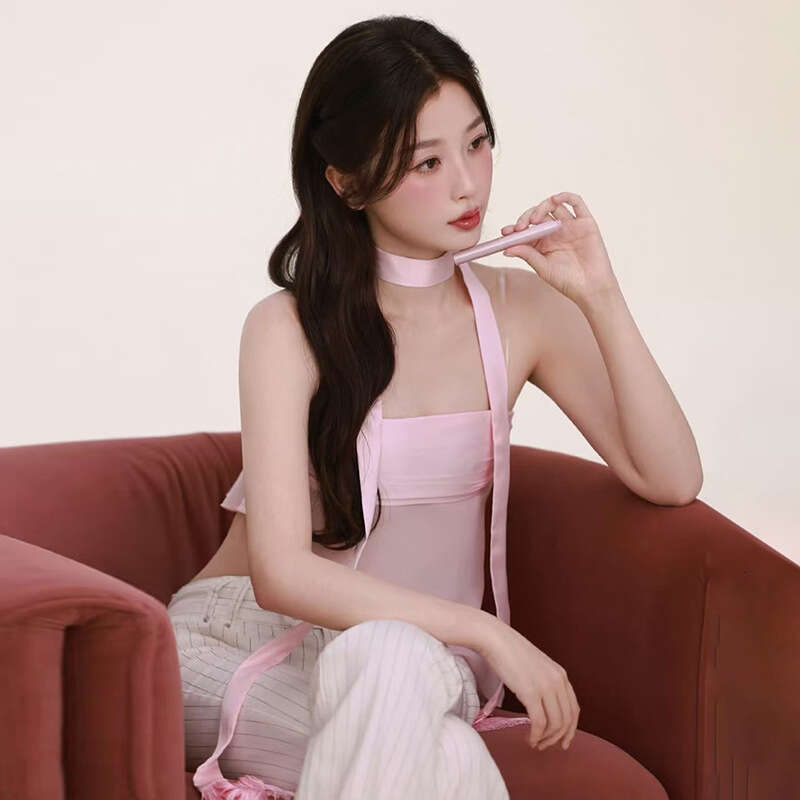 2025 Women's Summer New Solid Color Street Fashion Sexy Tag Crop Top Vest 989