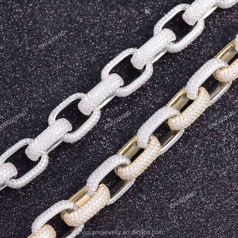 Iced Out Fine Jewelry Pass Dia Test 15mm Box S Sterling Sier With VVS Moissanite Cuban Link Chain for Necklace