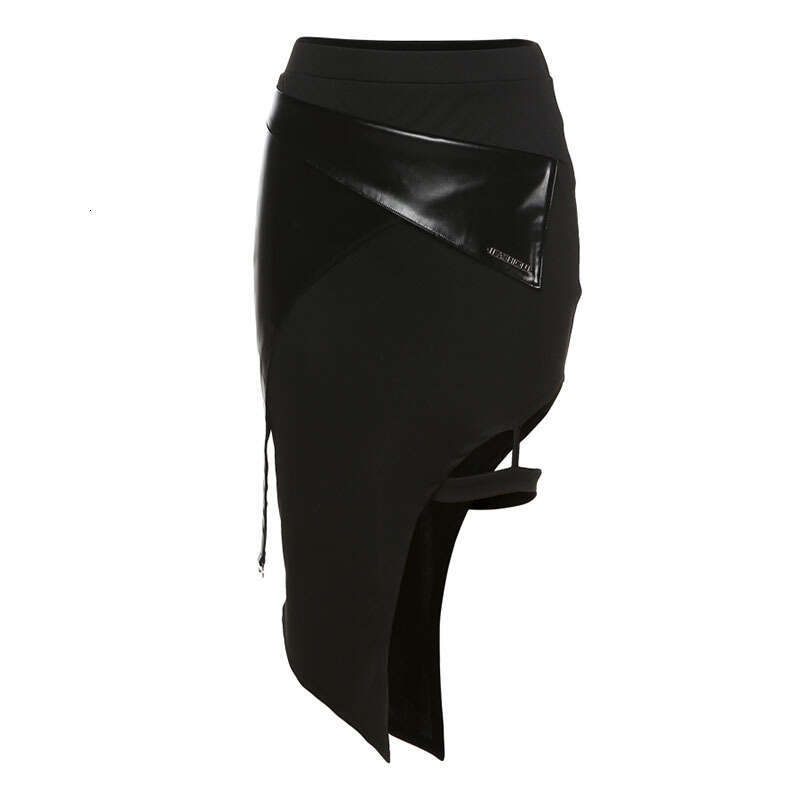 2022 Spring New Women's Solid Color Slim High Waist Fashion Irregular Split Skirt 7f8