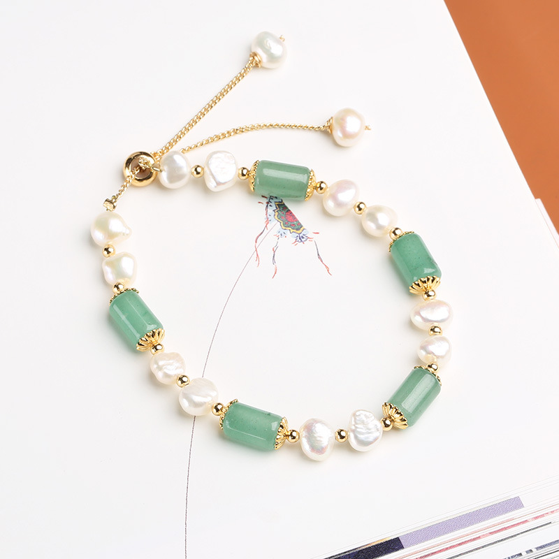New Design Natural Rose Quartz Barrel Beads & Baroque Freshwater Pearl Bracelet Trendy Fresh Style Jewelry for Women