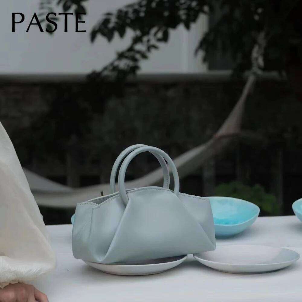 Luxury designer niche new classic cloud round handle Tote Sier blue high-end fashion women's shoulder cowhide handbag