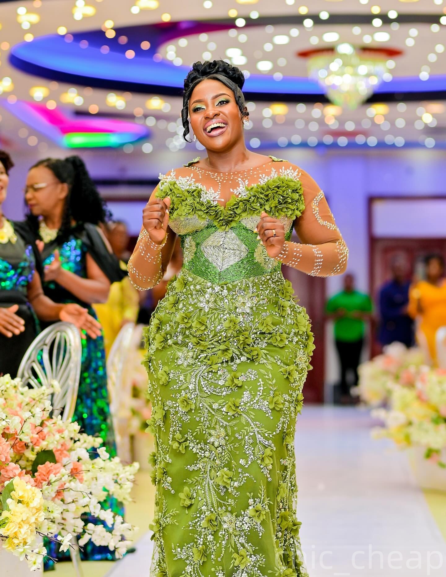 Mermaid Green Prom Dresses 2025 3D Floral Lace Beaded Crystals Evening Formal Party Second Birthday Engagement Gowns Plus Size Dress For Special Occas