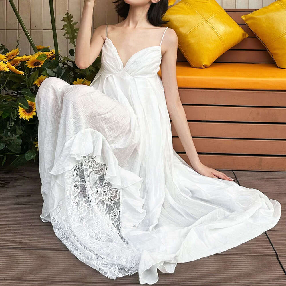 2025 Summer New Irregular Design Slim Fit Elegant Versatile Beach Vacation Dress Women's Fashion 82d