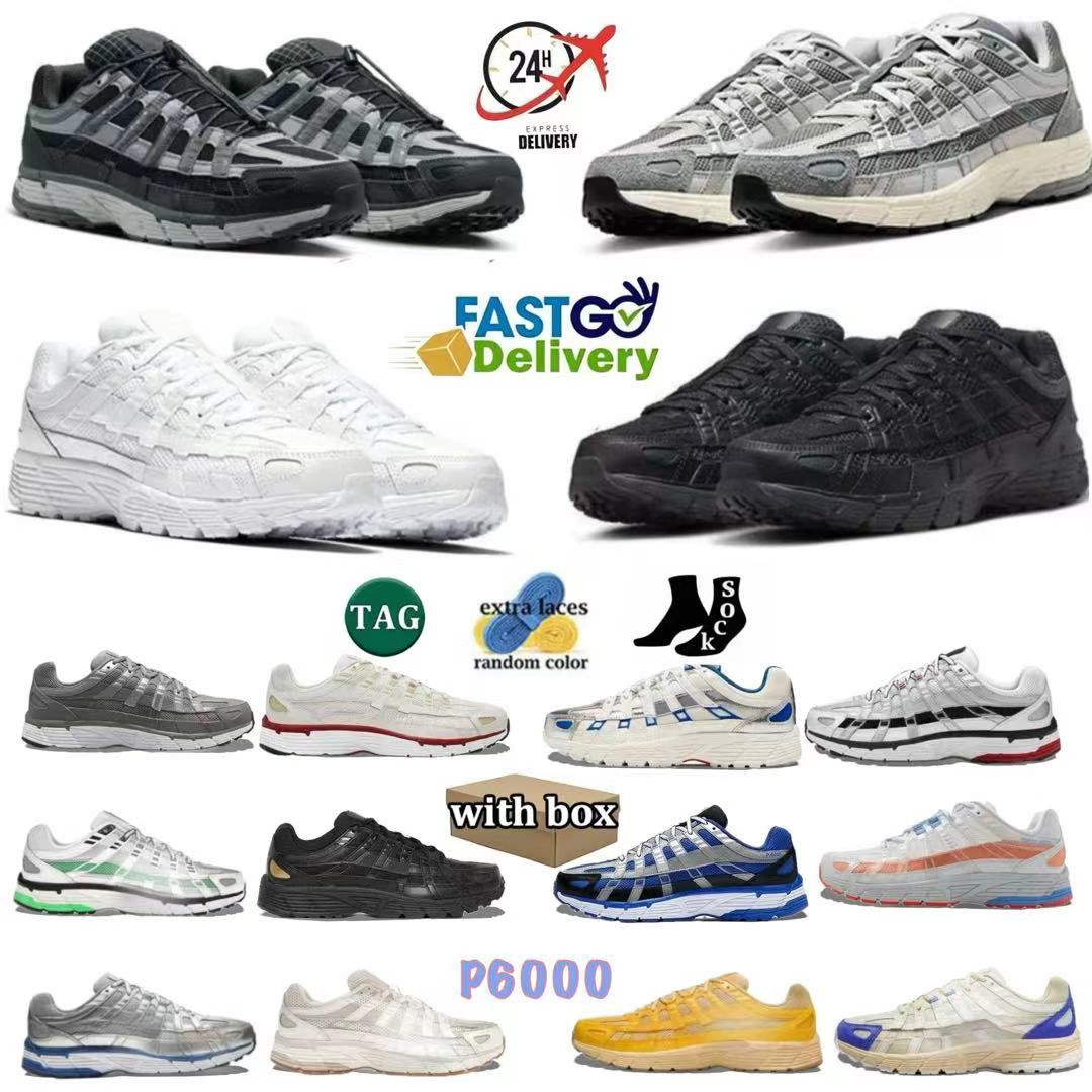 With box Designer Shoes P6000 Metallic Silver Triple Black White Anthracite Smoke Grey P 6000 Men Women Sneakers Outdoor Sports Trainers Casual shoes Running shoes