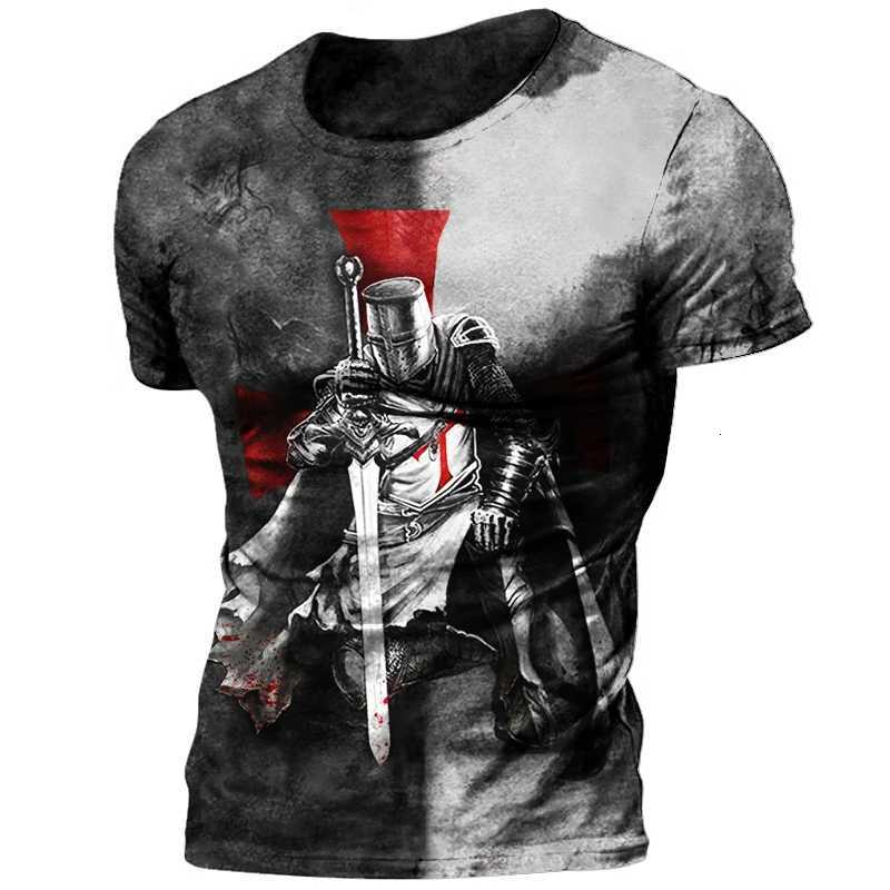 Vintage Knights Templar T Shirt For Men 3d Printed Jesus Christ Crucifix Mens Tshirt Oversized Short Sleeve Tops Tee Shirt Man Y250724