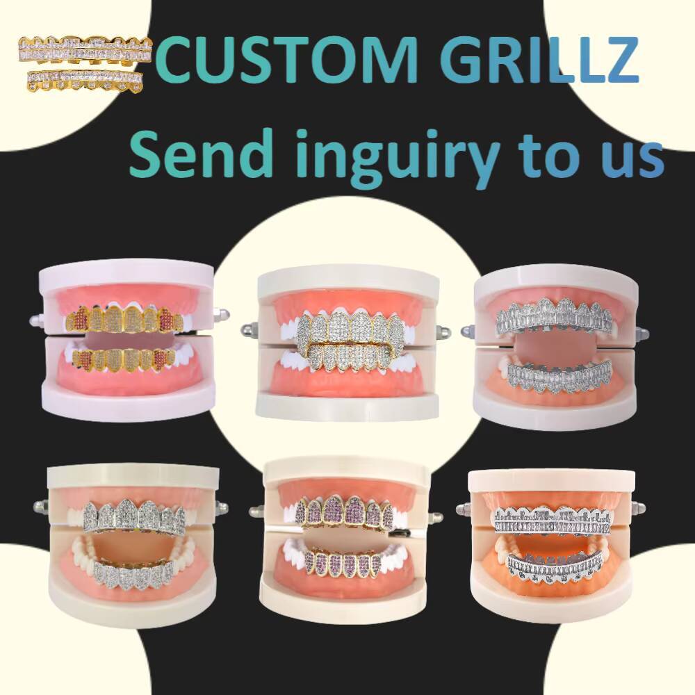 Custom Hip Hop Teeth Silver Grillz Iced Out Vvs Natural Diamond Moissanite Grillz for Teeth