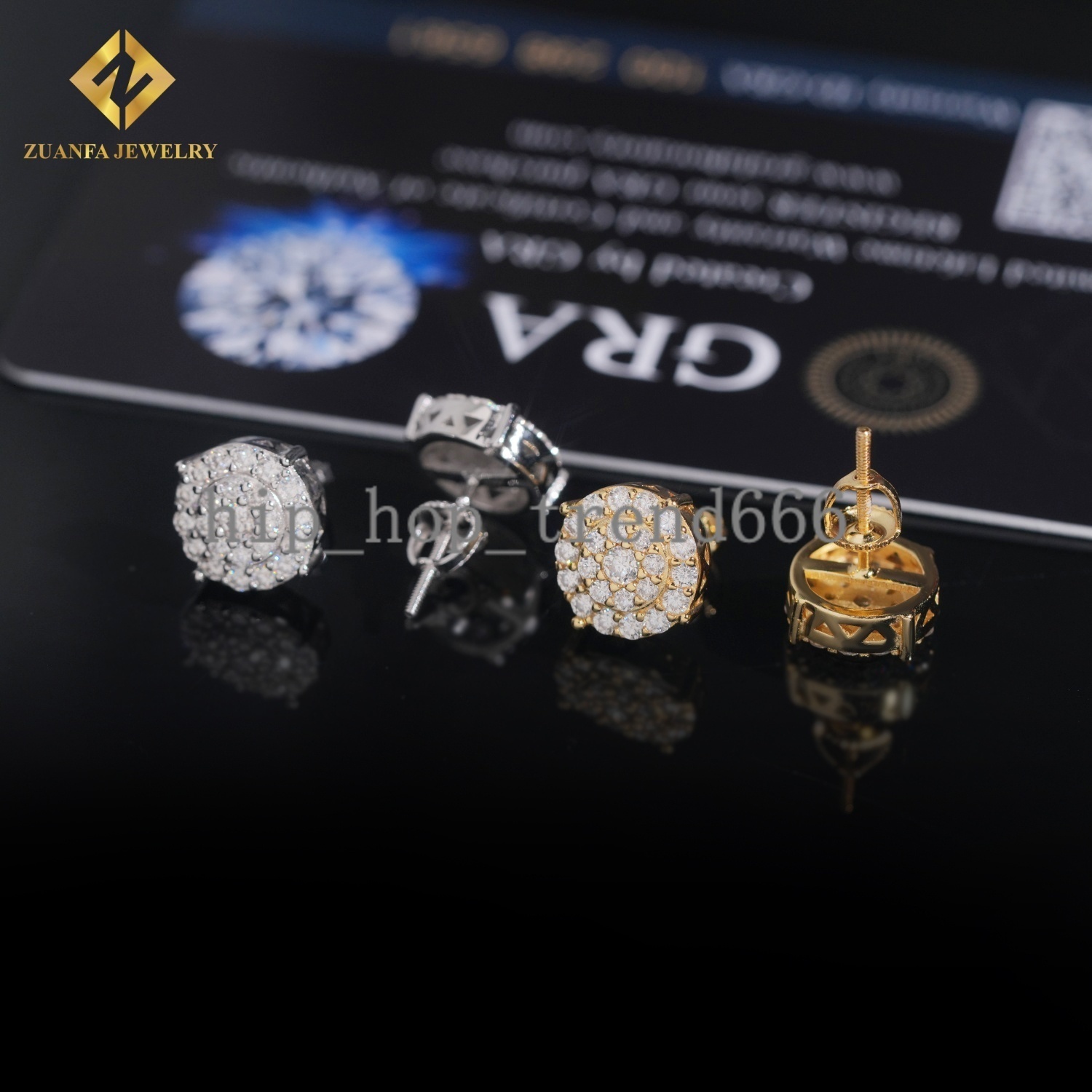 New Arrival 10mm Moissanite Earring Rapper Fashion Diamond Earring Solid 18k Gold 925 Silver VVS Moissanite Iced Out Earrings