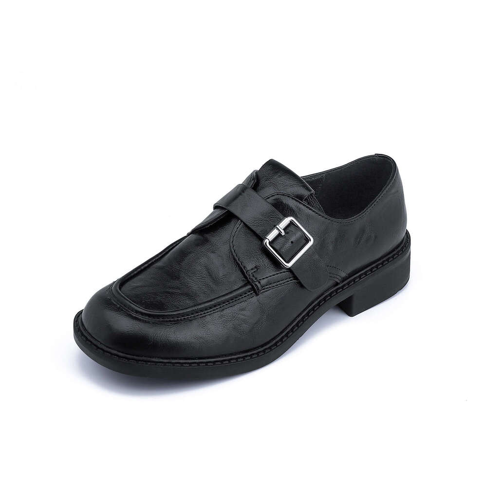 Designer Thick-Soled Leather Shoes Women, Height-Increasing Loafers, British Style Uniform Single Shoes, High-End Feel for Women