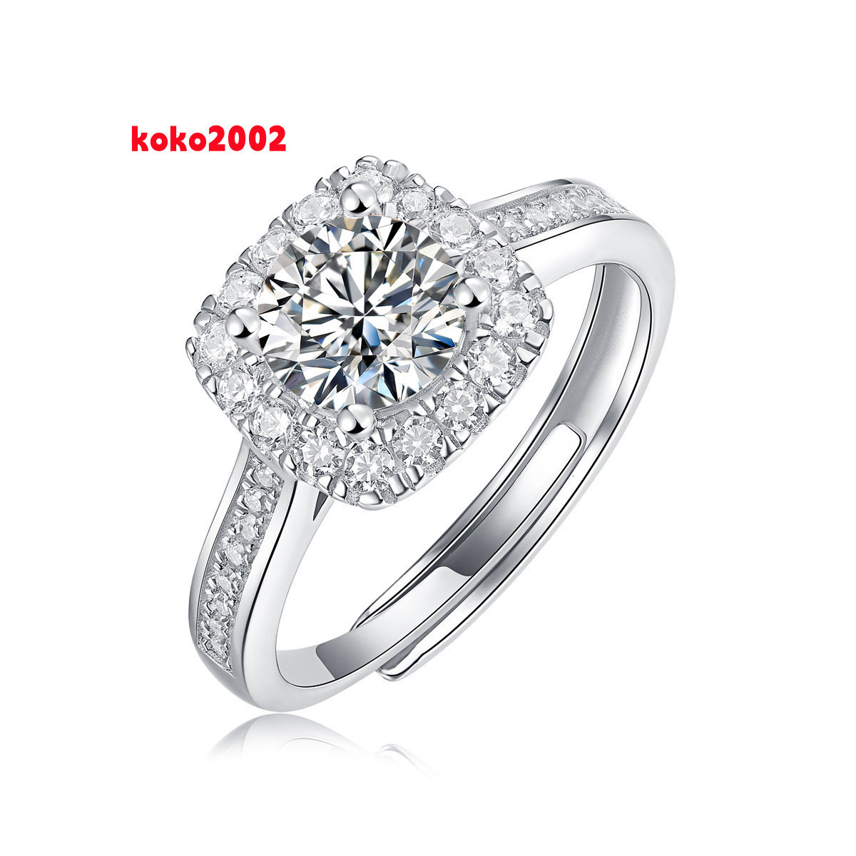 S925 Ladies Flower Ring Moissanite Adjustable Counterpart Advanced Ring Design