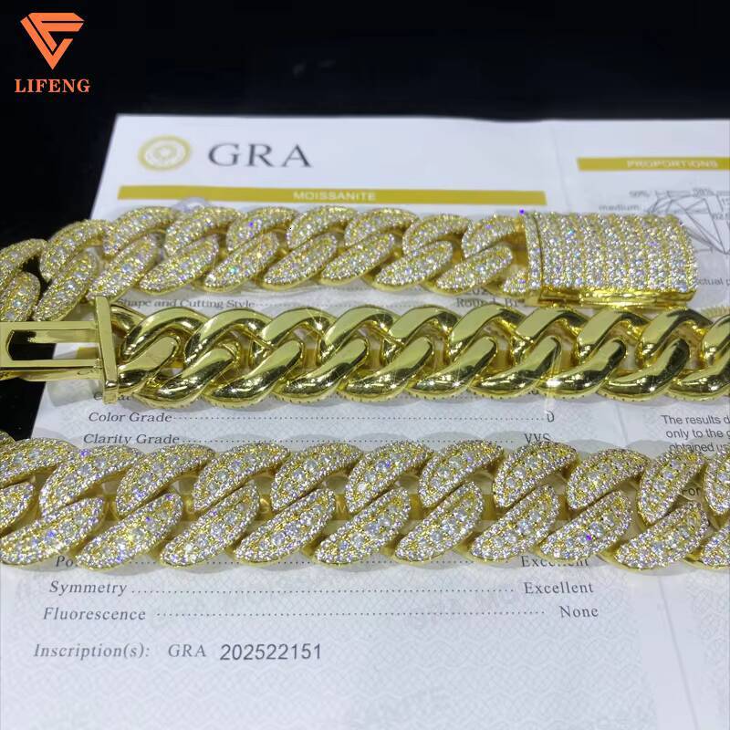 Luxury Chunky Moissanite 18mm Cuban Links Top Quality Chunky Heavy Rapper Jewelry Iced Out Moissanite Diamond Cuban Link Chain