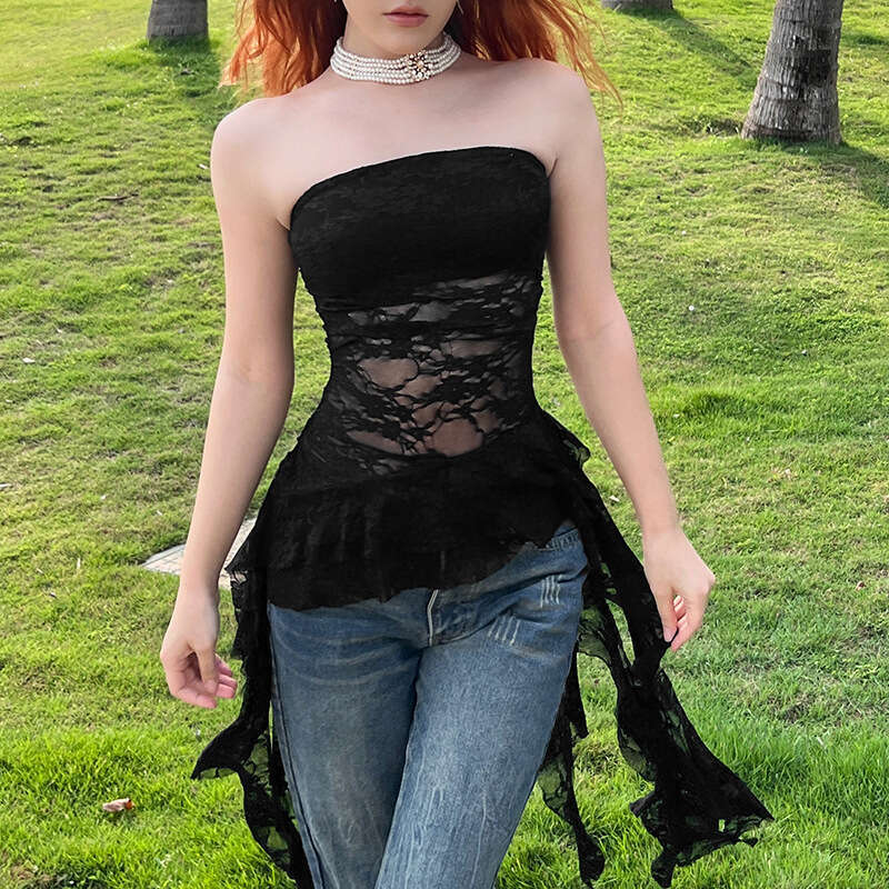 2024 Summer New Women's Solid Color Slim Street Fashion Off-Shoulder Tube Backless Top b93