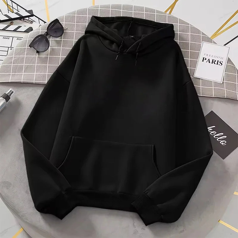 2025 Woman Pure Color Hoodie Urban Casual Fashion Hooded Sweatshirts All Season Female Trend Sporty Pullover Streetwear 250725