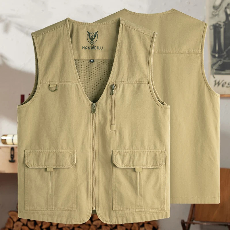 Large Size 8XL Outdoor Leisure Vest Mens MultiPocket Breathable Sports Coat HighQuality n Men 250725
