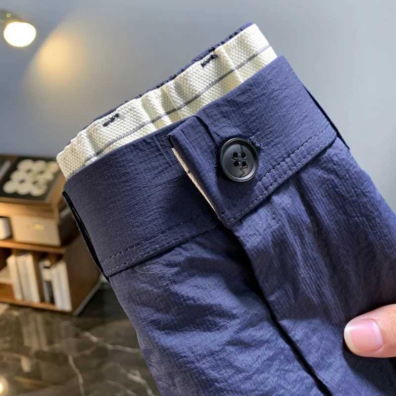 Mens Casual Shorts 2025 New Summer Thin Ice Silk Quick Drying Trendy Breathable Workwear Five Quarter Pants W250724