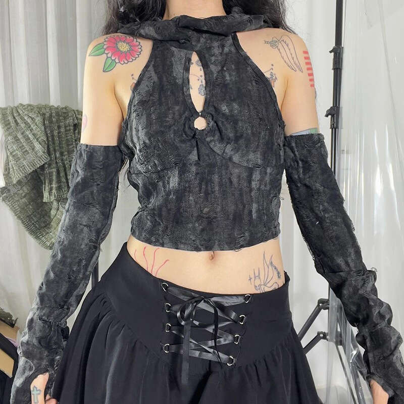 2024 Autumn New Style Solid Color Sexy Slim Fit Hooded Crop Top for Women d5b