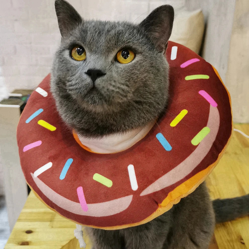 Adjustable Cat Recovery Collar Cute Cat Donut Collar Soft Cone Collars for Cat Wound Healing Protective Cone After Surgery 250716