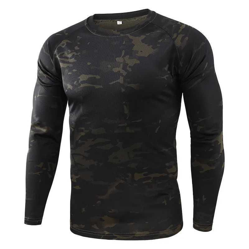Mege Tactical Camouflage T-shirt Men Long Sleeve Camisa masculina Quick Dry Outdoor Military Airsoft Paintball Training Clothing Y250724