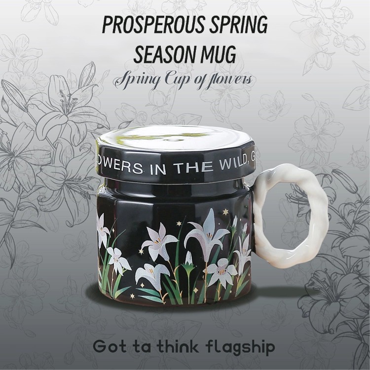 Mugs Spring Blossom Themed Cup Elegant Patterned Ceramics Ideal For Daily Brews
