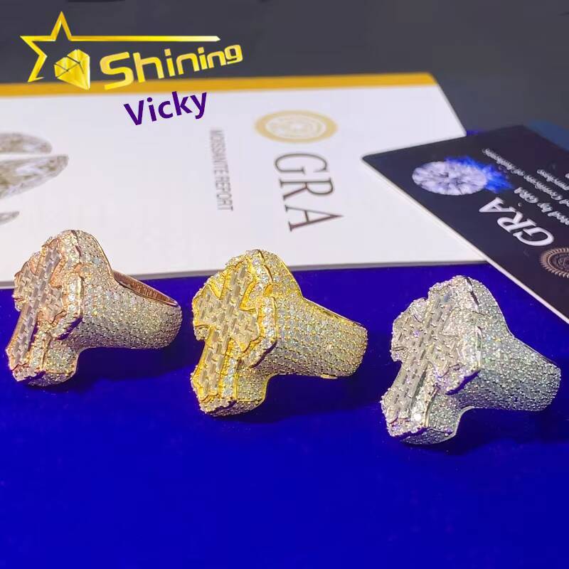 Ready to Ship Fine Hip Hop Jewelry Iced Out GRA Moissanite Diamond Ring Custom High Quality Ring for Men