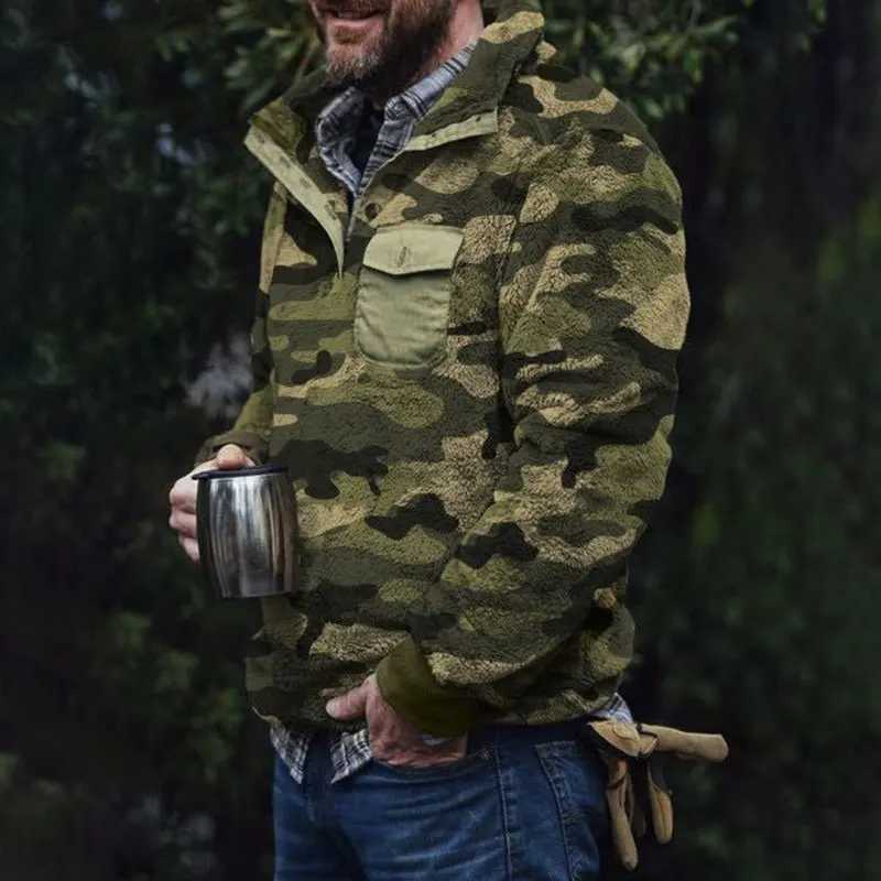 2025 Mens Coat Jacket Winter Warm Plush Pullover Men Fleece Outerwear Turndown Collar Coat Streetwear Mens Jacket X250725