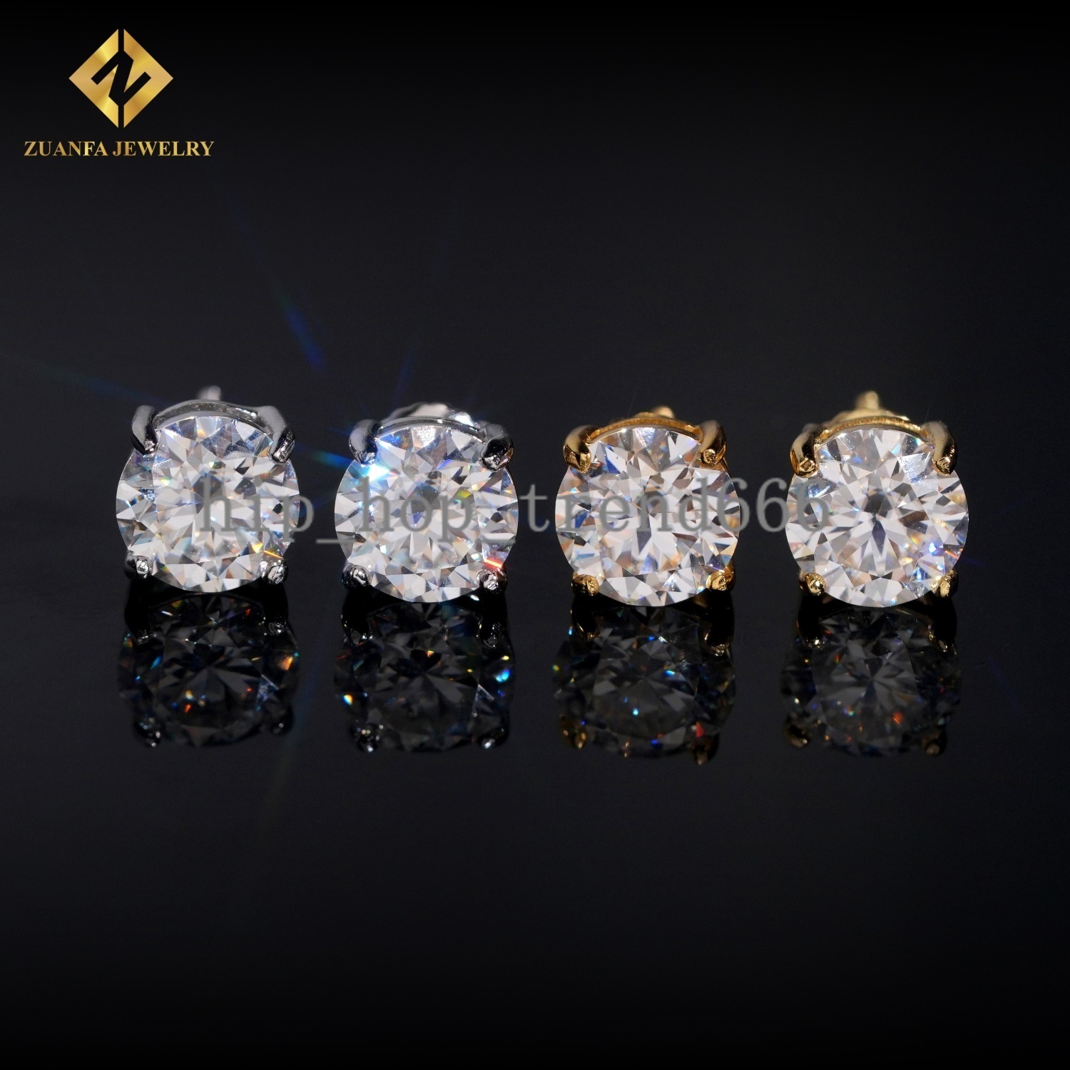 Hip Hop Jewelry Iced Out 7.5mm Screw Back Round Ear Studs Vvs Moissanite Diamond 925 Sterling Silver Earrings