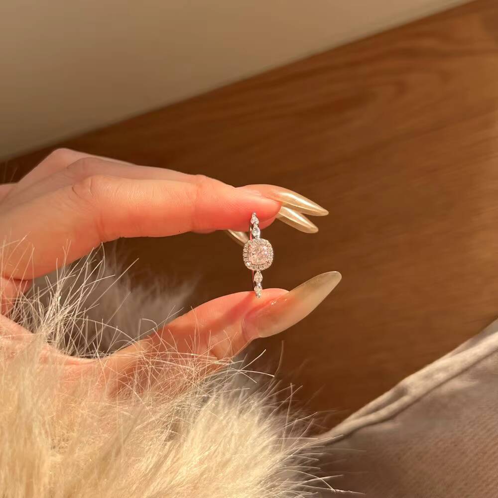 Dylam High Quality 8A Pink Cubic Zirconia Sterling Silver 925 Wedding Ring for Women