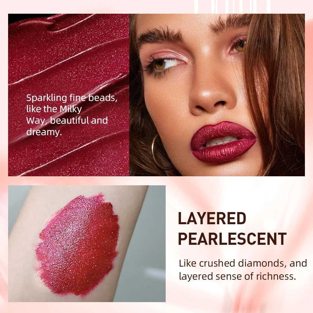 QIBEST Waterproof Diamond Shimmer Glitter Lipgloss Matte Liquid Lipstick Shiny Pearl Lip Glaze Long Lasting LipTint Women MakeupXJ250724